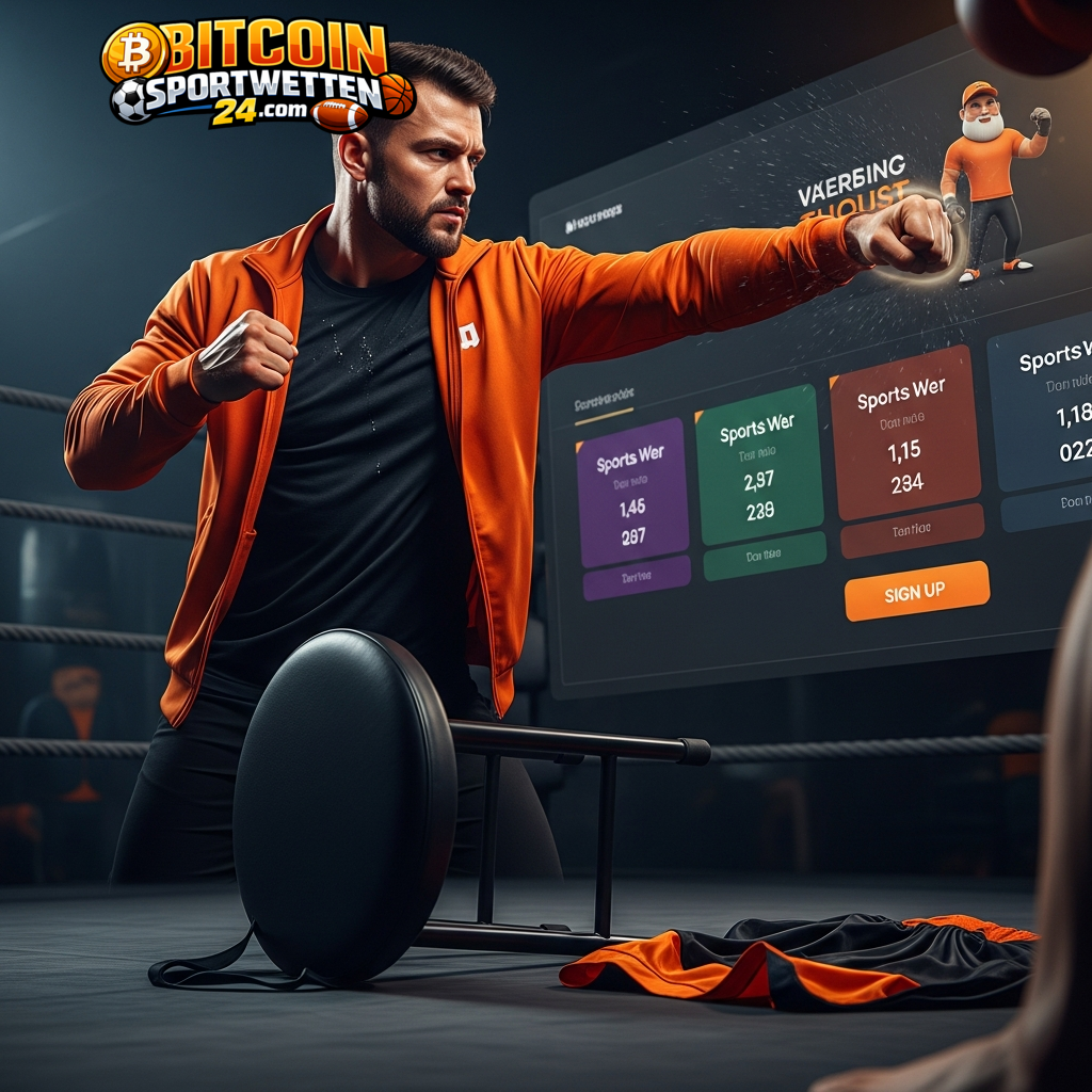 Ein Athlet interagiert mit einer digitalen Wett-Oberfläche, was die datengestützte Expertenprognose und das Platzieren einer Krypto-Wette auf das Spiel Brasilien gegen Marokko symbolisiert.